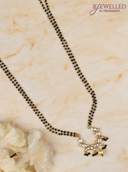 Mangalsutra double layer with kundan stones and pearl hanging without earrings
