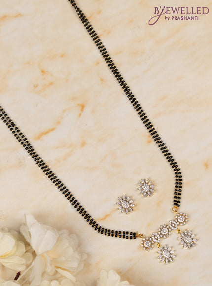 Mangalsutra double layer with cz stones in gold finish