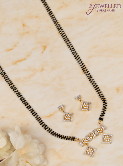Mangalsutra double layer with cz stones in gold finish