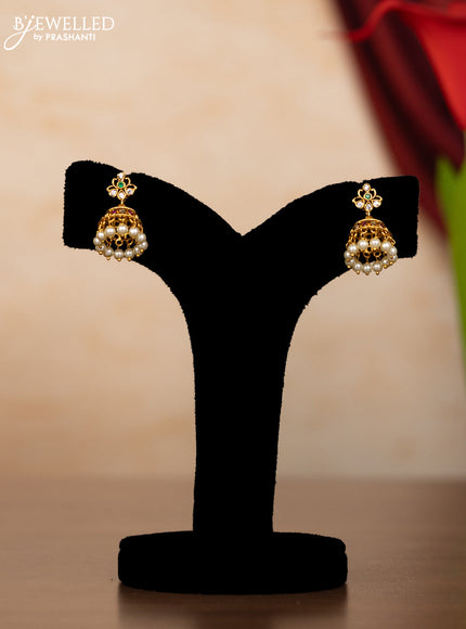Pearl haaram with kemp & cz stones and pearl hangings