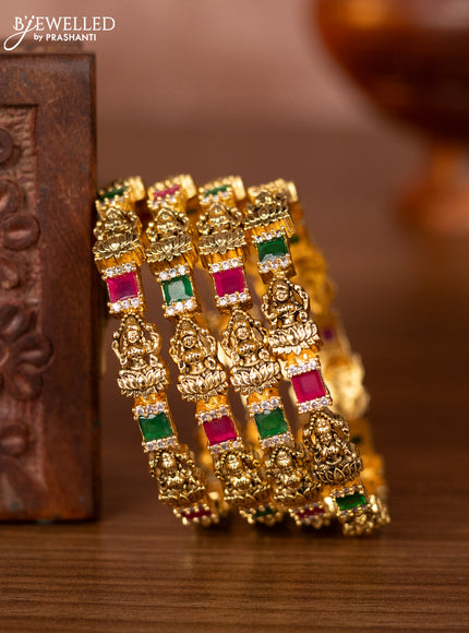 Antique bangles lakshmi design with kemp and cz stones