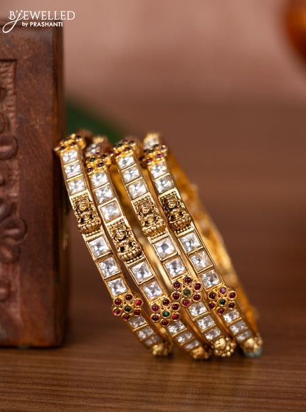 Antique bangles lakshmi design with kemp and kundan stones