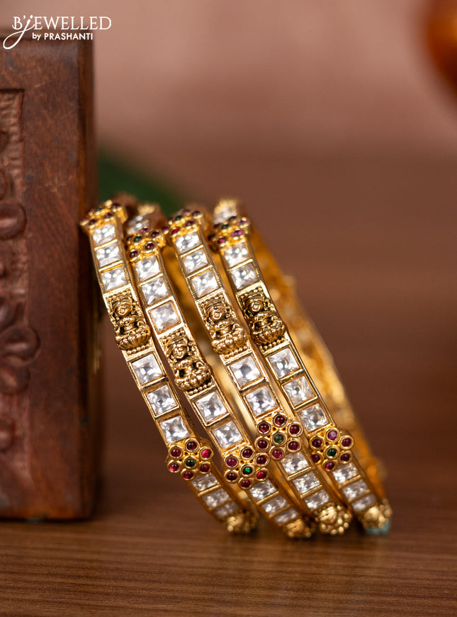 Antique bangles lakshmi design with kemp and kundan stones