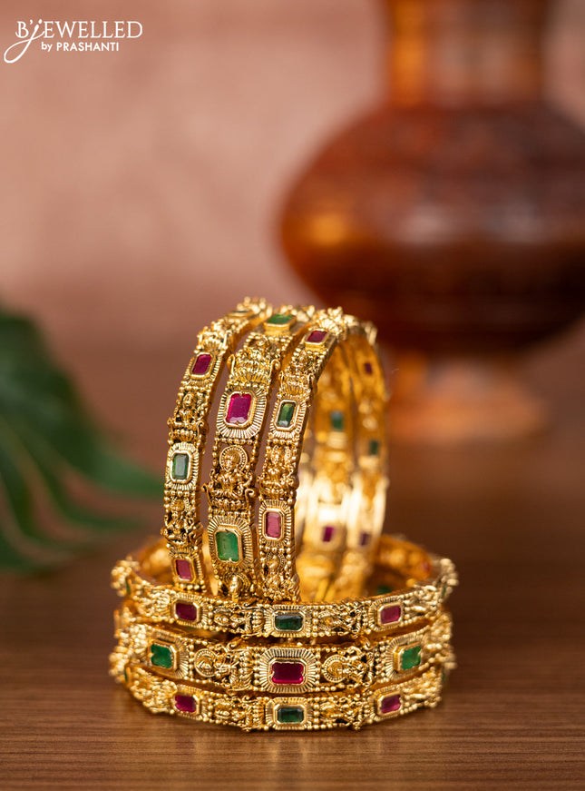 Antique bangles lakshmi design with kemp stones