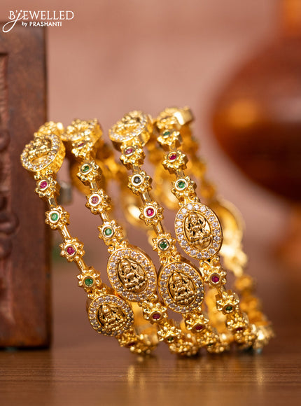 Antique bangles lakshmi design with kemp and cz stones