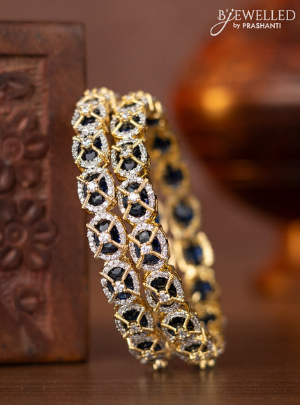 Zircon bangles with sapphire and cz stones in gold finish