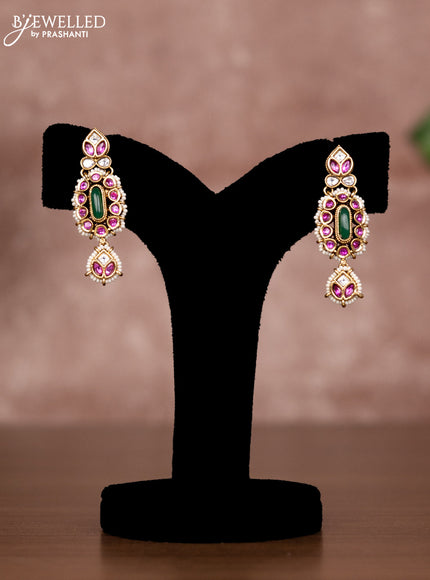 Antique chain with kemp & kundan stones and golden beads hangings