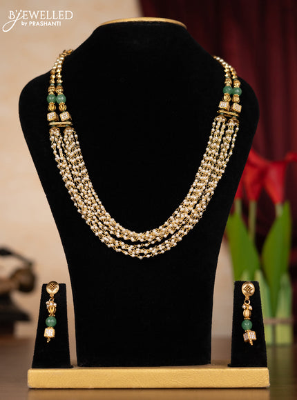Pearl multilayer necklace with simple design and cz stones