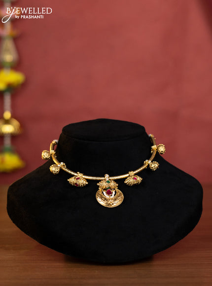 Ring type choker chandbali design with kemp jadau kundan stones