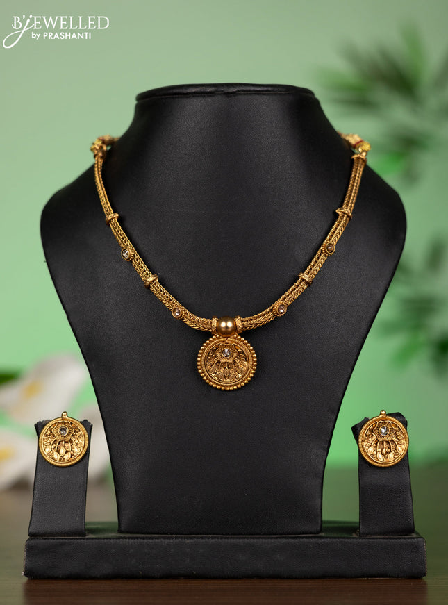 Antique attigai necklace with kundan stones