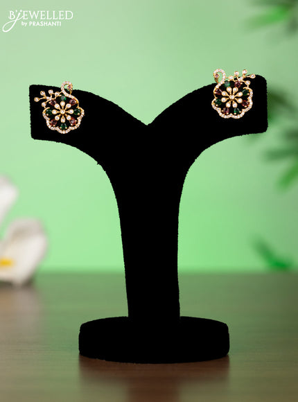 Antique attigai necklace peacock design with kemp and cz stones
