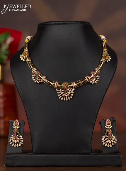 Antique necklace with kemp and cz stones