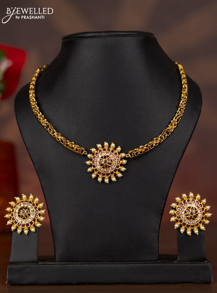 Antique necklace with kemp & cz stones and pearls