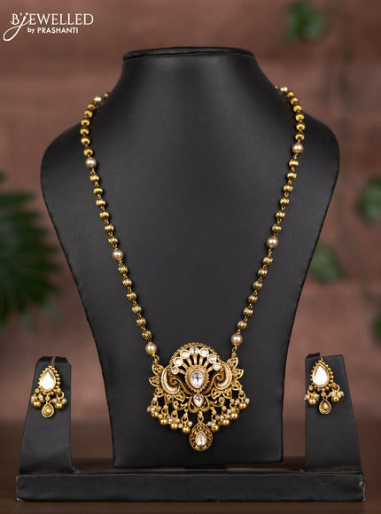 Antique chain with kundan stones and golden beads hangings