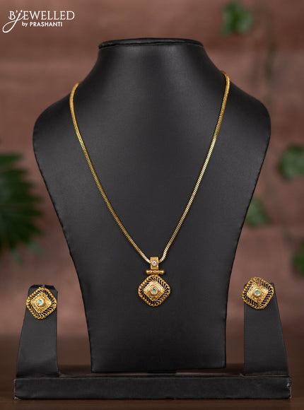 Antique chain with mint green and cz stones