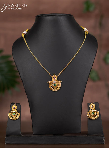Antique chain with kemp and cz stones