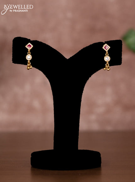 Antique chain with ruby & kundan cz stones and golden beads hangings