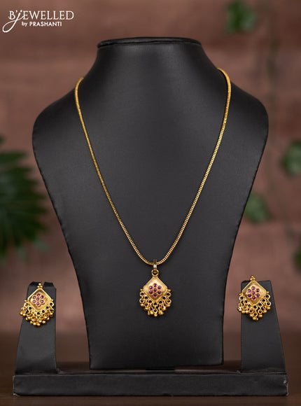 Antique chain with ruby stones and golden beads hangings