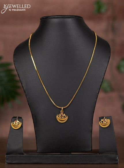 Antique chain with chandbali design and ruby stone