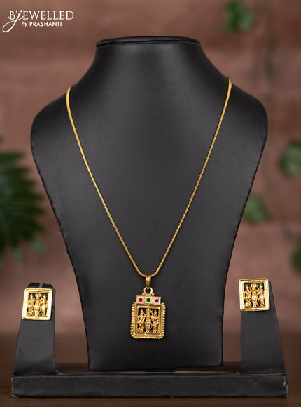 Antique chain with ramdarbar pendant and kemp jadau & cz stones