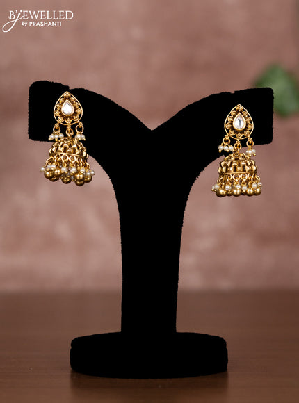 Antique chain with kundan stones and pearl & golden beads hangings
