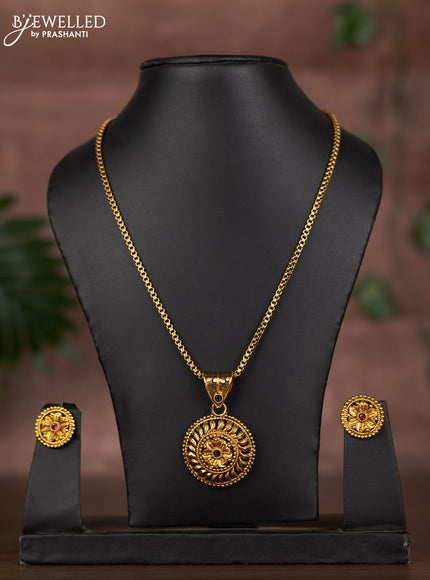 Antique chain with floral design and ruby stone