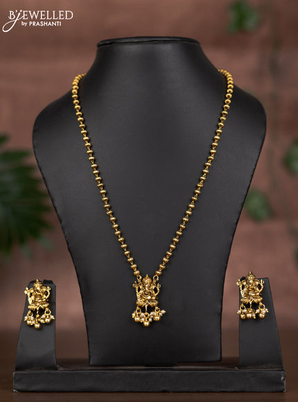 Antique chain with ganesha pendant and pearl & golden beads hangings