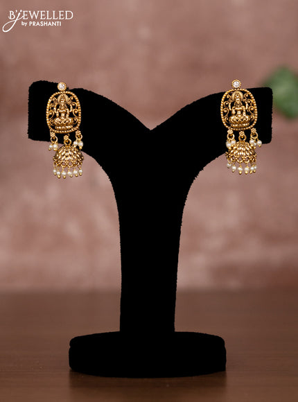 Antique mugappu chain akshmi design with kundan stone and pearl hangings