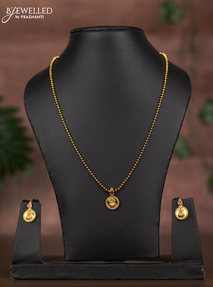 Antique chain with lakshmi pendant and ruby stone