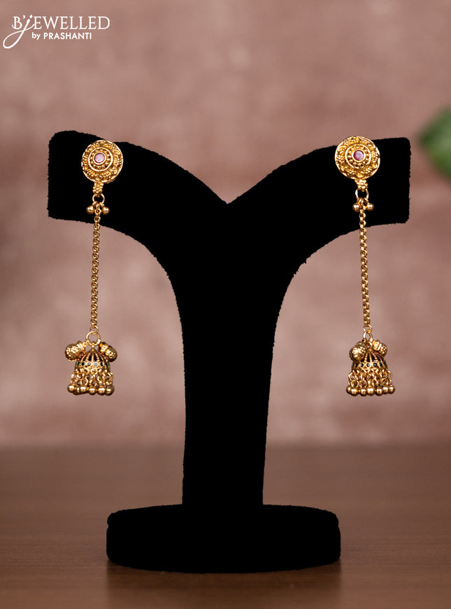 Antique chain with kemp stones and golden beads hangings