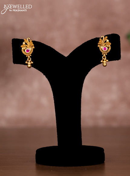 Antique chain with peacock design and pink jadau and cz stones