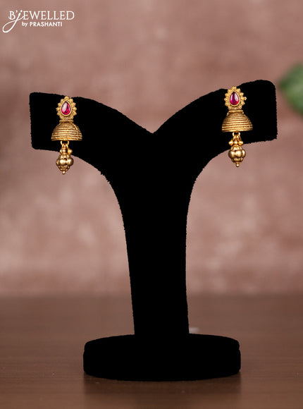 Antique double layer chain with ruby stone and hanging