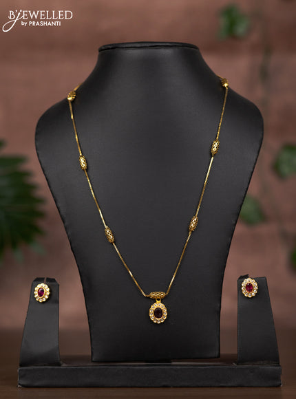 Antique chain with simple design and ruby and cz stones
