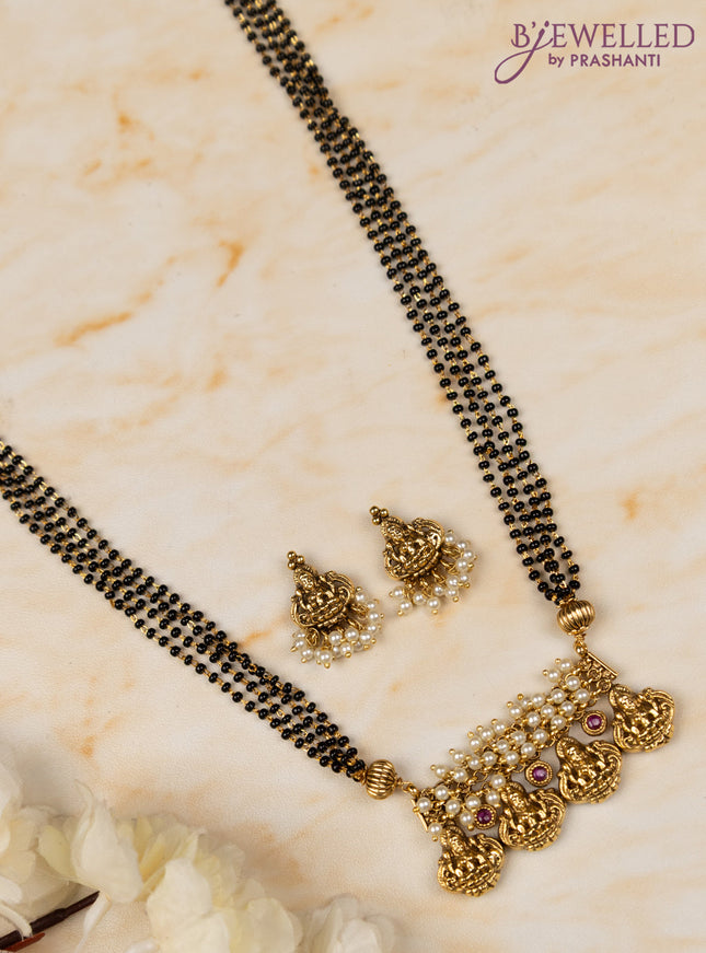 Mangalsutra multilayer lakshmi design with ruby stone and pearls
