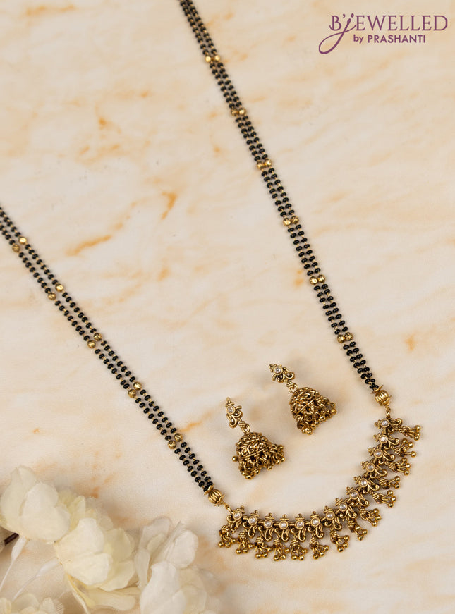 Mangalsutra double layer with kundan stones and golden beads hangings