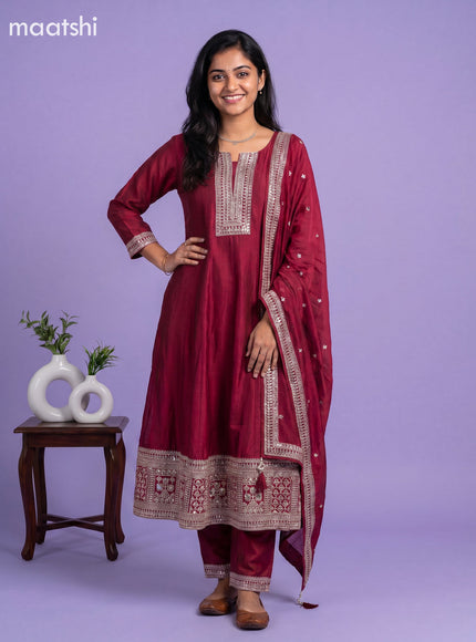 Magenta Pink Art Silk With Embroidery Work Anarkali Suit