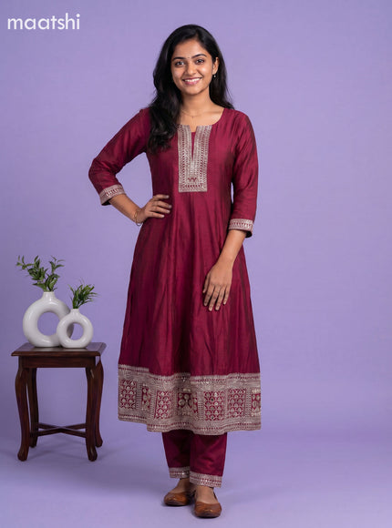 Magenta Pink Art Silk With Embroidery Work Anarkali Suit