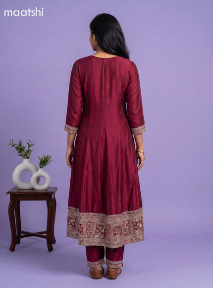 Magenta Pink Art Silk With Embroidery Work Anarkali Suit