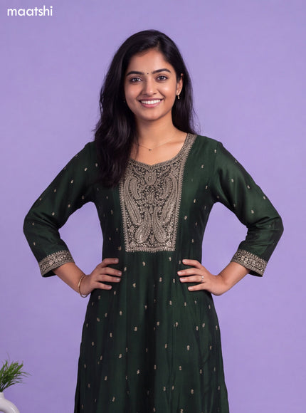 Sap Green Art Silk Sequin Embroidery Anarkali Suit