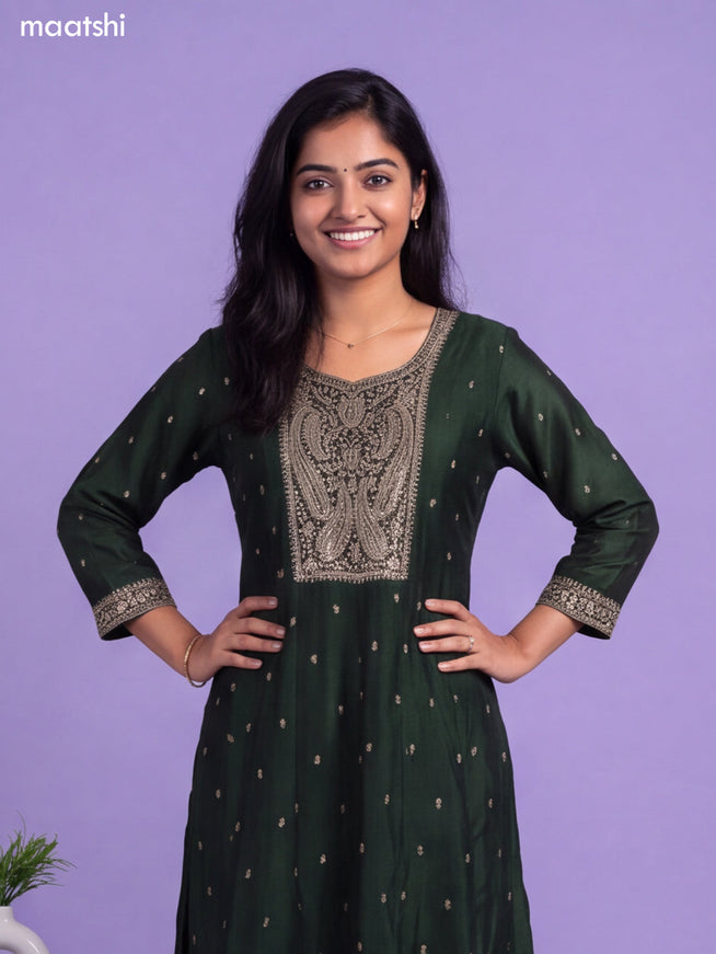 Sap Green Art Silk Sequin Embroidery Anarkali Suit
