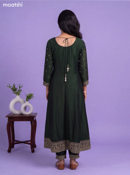 Sap Green Art Silk Sequin Embroidery Anarkali Suit