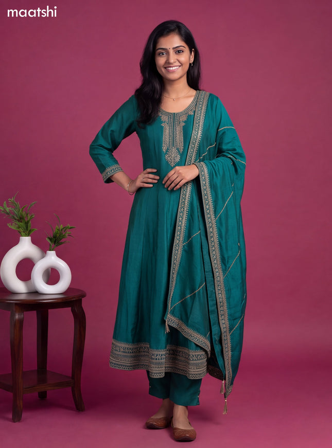 Teal Green Art Silk Sequin Embroidery Anarkali Suit