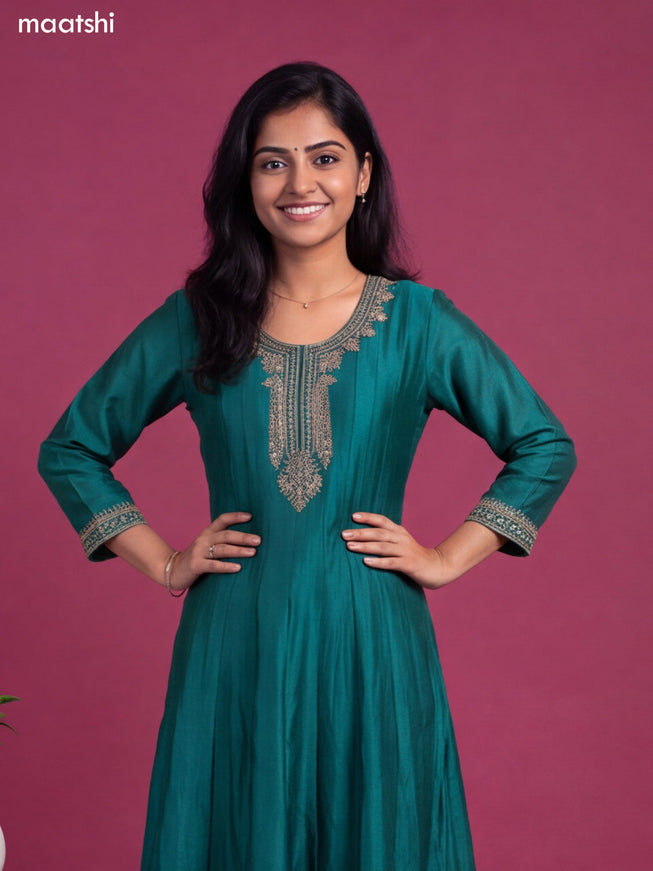 Teal Green Art Silk Sequin Embroidery Anarkali Suit