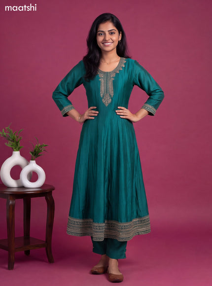Teal Green Art Silk Sequin Embroidery Anarkali Suit