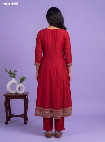 Red Art Silk Sequin Embroidery Anarkali Suit
