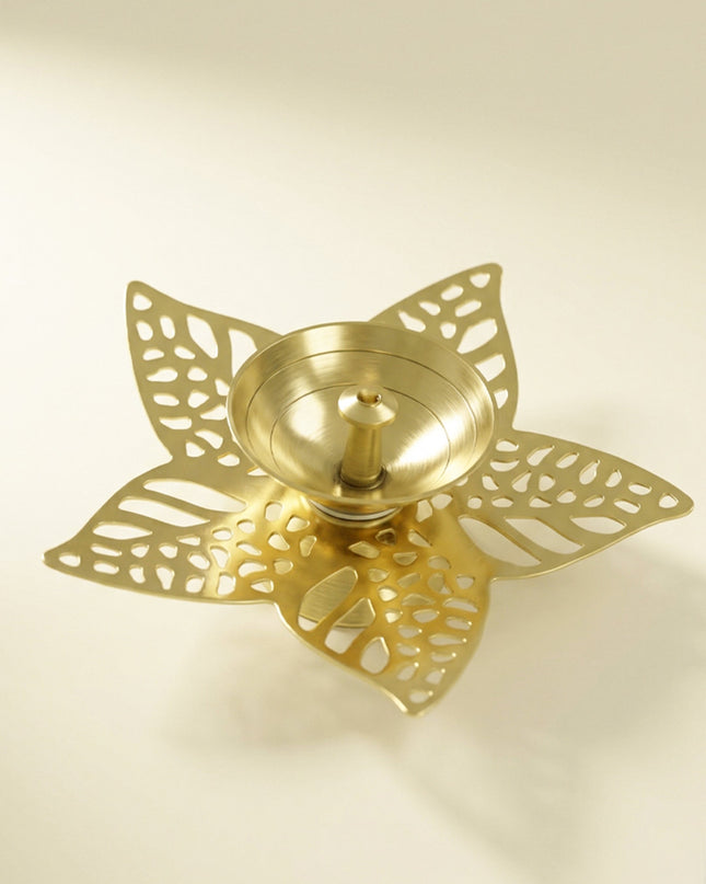 Brass Diya with Five Brass Leaves - WBG0045