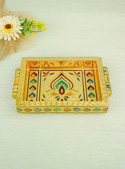 Meenakari Tray with Deepam Design - 6 inch - WBG0102
