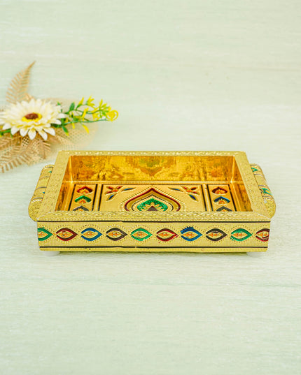 Meenakari Tray with Deepam Design - 6 inch - WBG0102