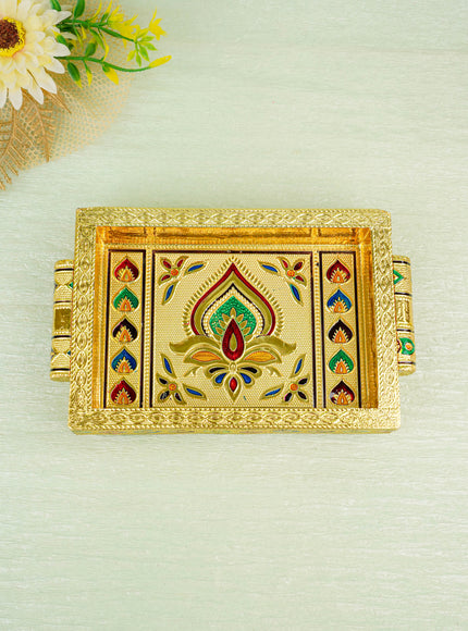 Meenakari Tray with Deepam Design - 6 inch - WBG0102