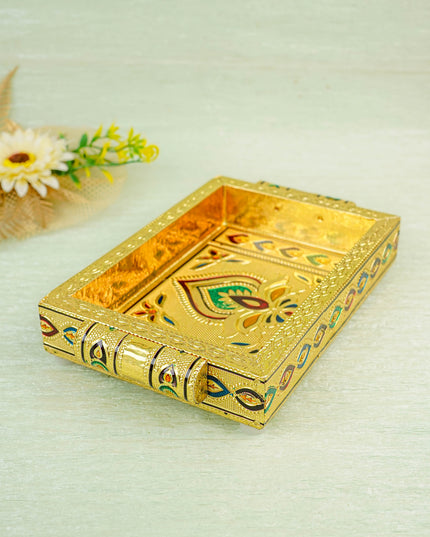 Meenakari Tray with Deepam Design - 6 inch - WBG0102